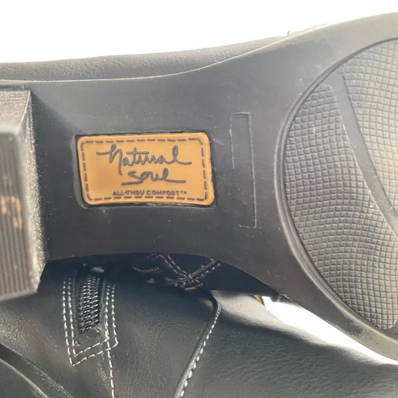 Natural Soul Black Heeled Booties High Heel Ankle boots size 6.5 M  EUC - Picture 9 of 13